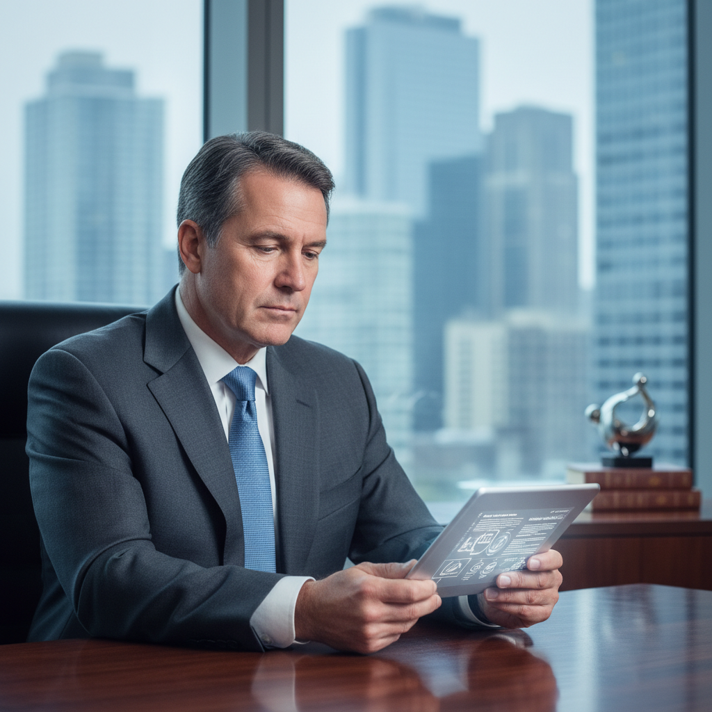Homem analisando regras eleitorais em tablet